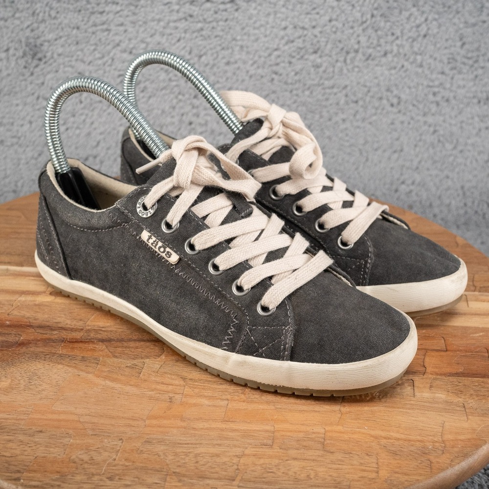 TAOS Star Women's Canvas Sneaker Charcoal Wash Low Top Lace Up Size 6 EU 37